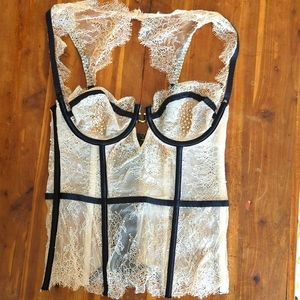Vintage Rhinestone unlined bustier lace and boning